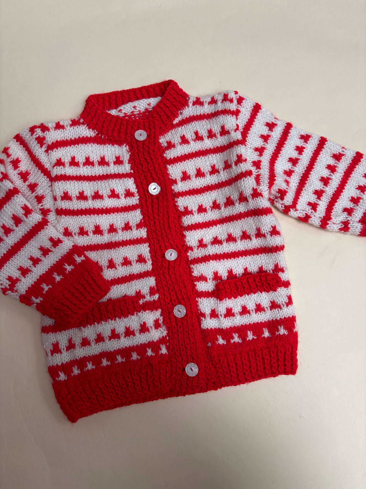 Handgemaakte kerstcardigan (18 mnd)