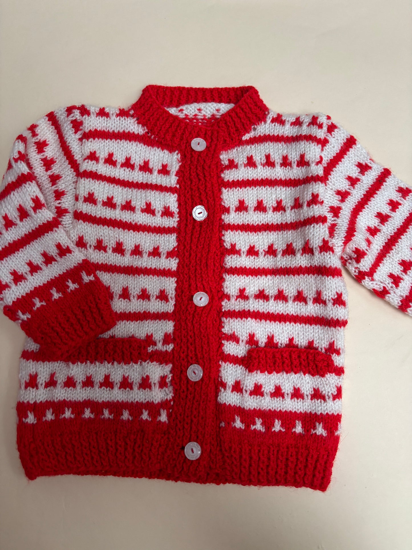 Handgemaakte kerstcardigan (18 mnd)